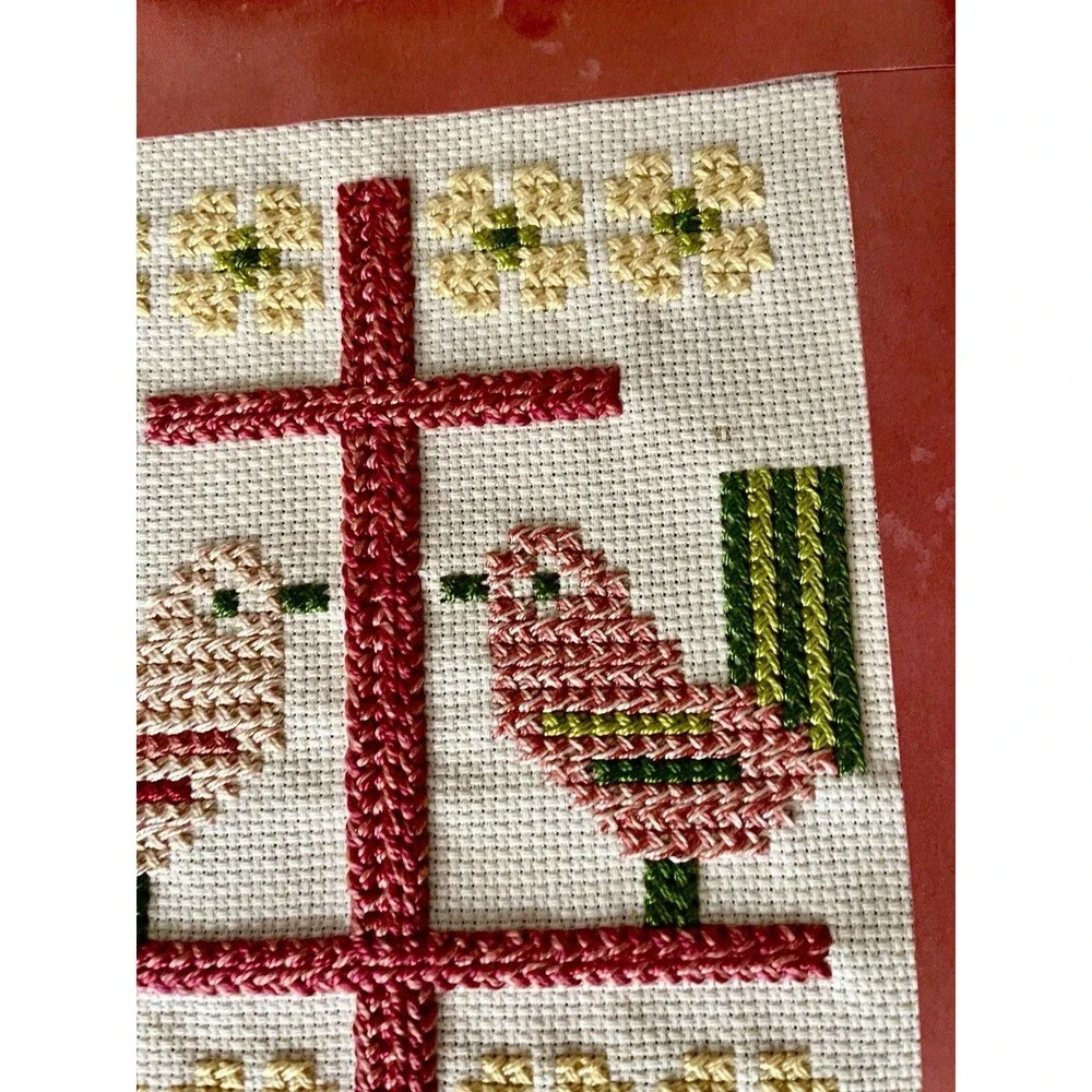 Vintage 1982 Beautiful Crosses Wall Hangings Hand Made Embroidery Cross Stitch
